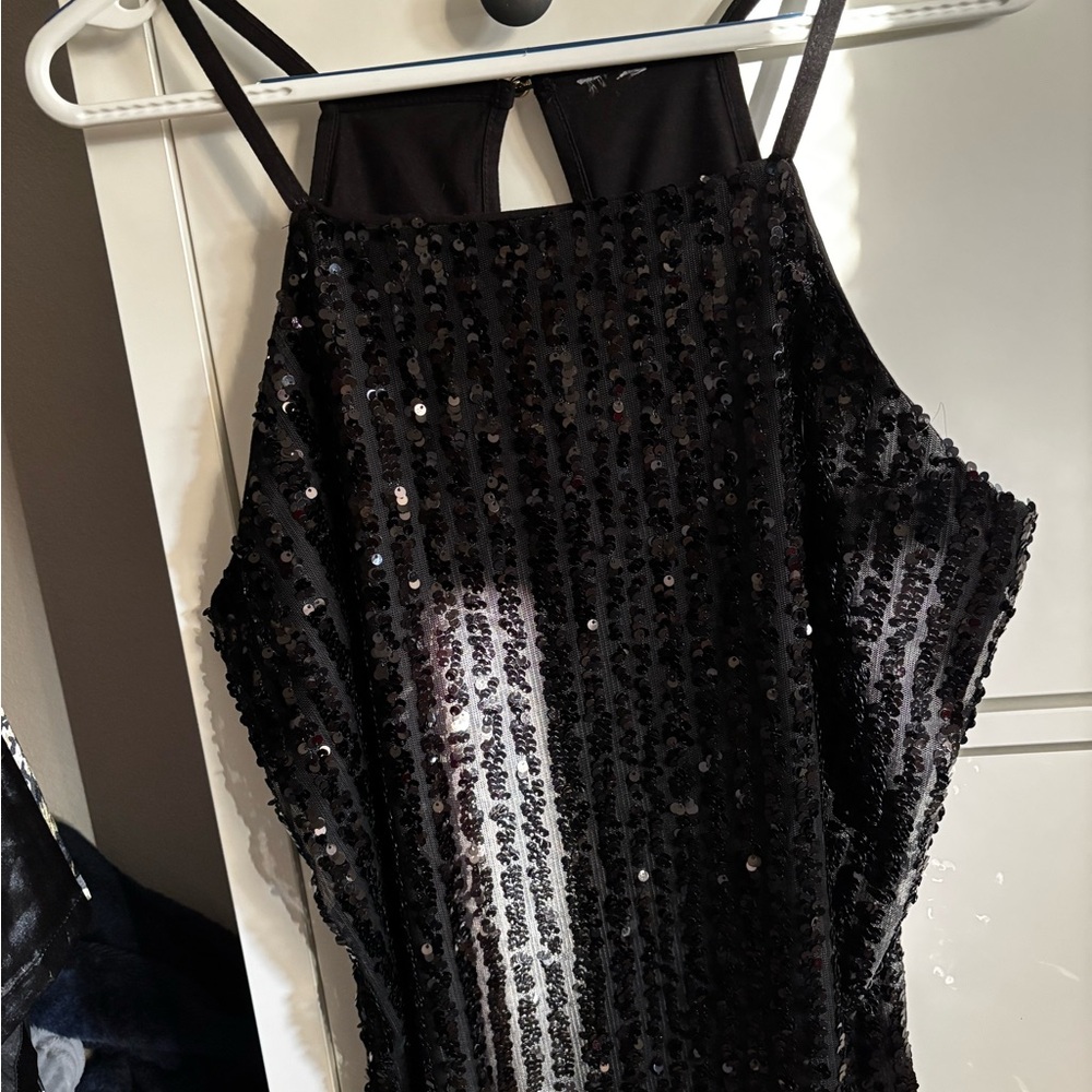 Black Sequin Halter Top